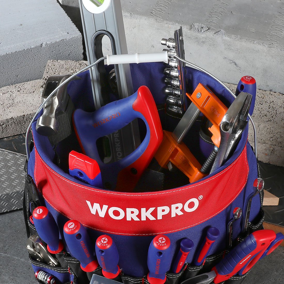 Foto 3 pulgar | Cubeta Organizadora De Herramientas Workpro Para 13-19 Litros Con 51 Bolsillos - Venta Internacional.