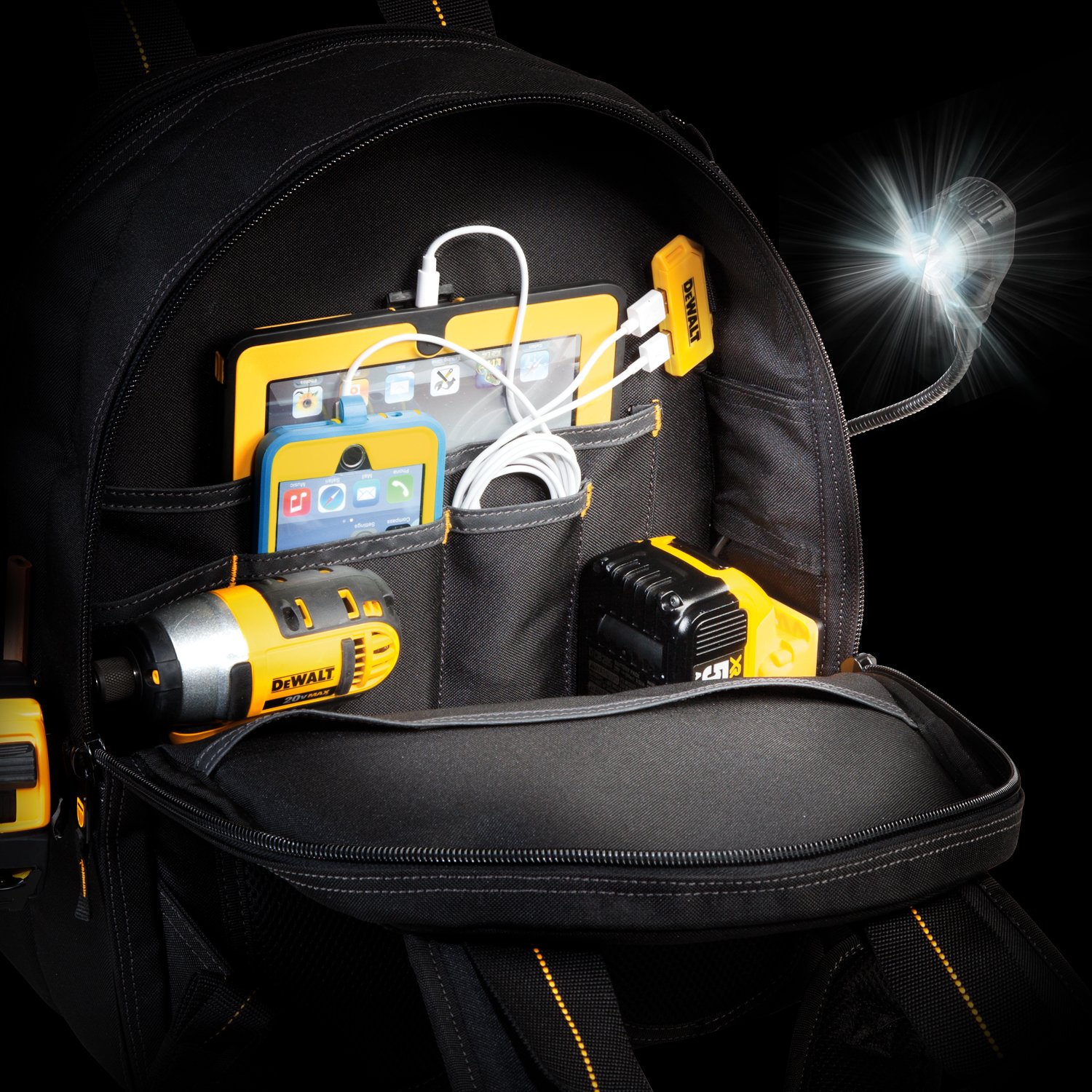 Foto 3 pulgar | Mochila Para Herramientas Dewalt 33 Con Carga Usb Con Iluminación De Bolsillo - Venta Internacional.