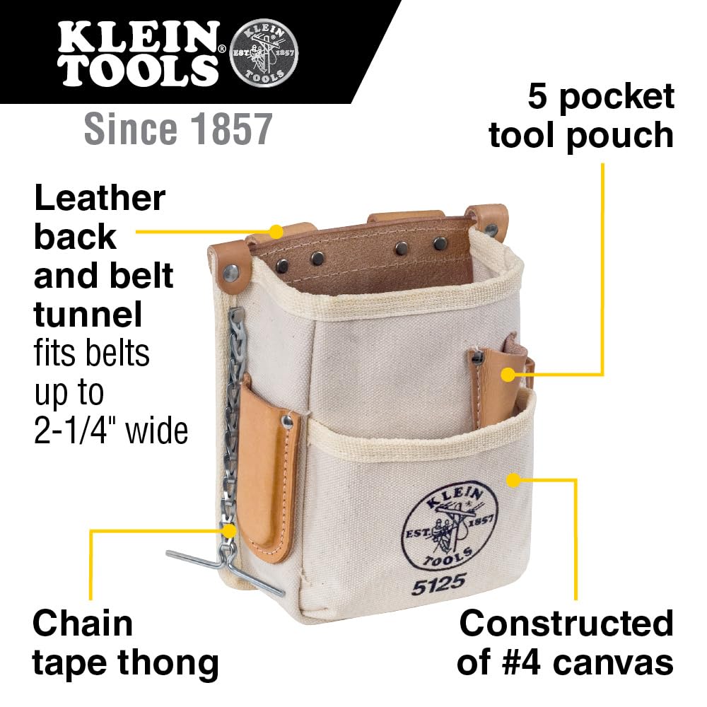 Foto 3 pulgar | Funda Para Herramientas Klein Tools 5125 De Lona Y Piel Con 5 Bolsillos - Venta Internacional.