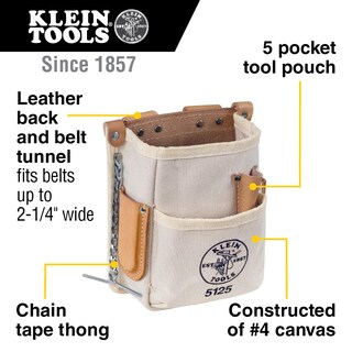 Foto 2 | Funda Para Herramientas Klein Tools 5125 De Lona Y Piel Con 5 Bolsillos - Venta Internacional.