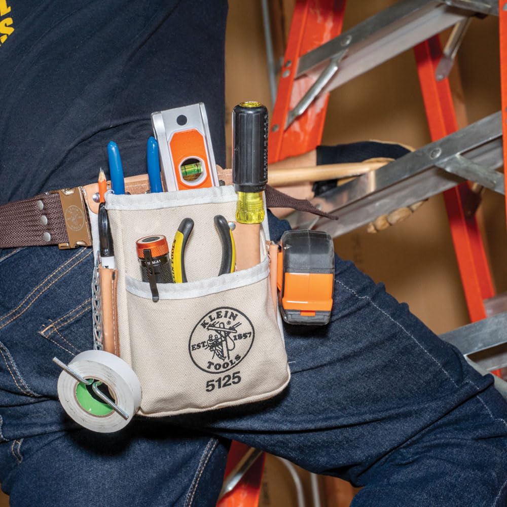 Foto 5 pulgar | Funda Para Herramientas Klein Tools 5125 De Lona Y Piel Con 5 Bolsillos - Venta Internacional.