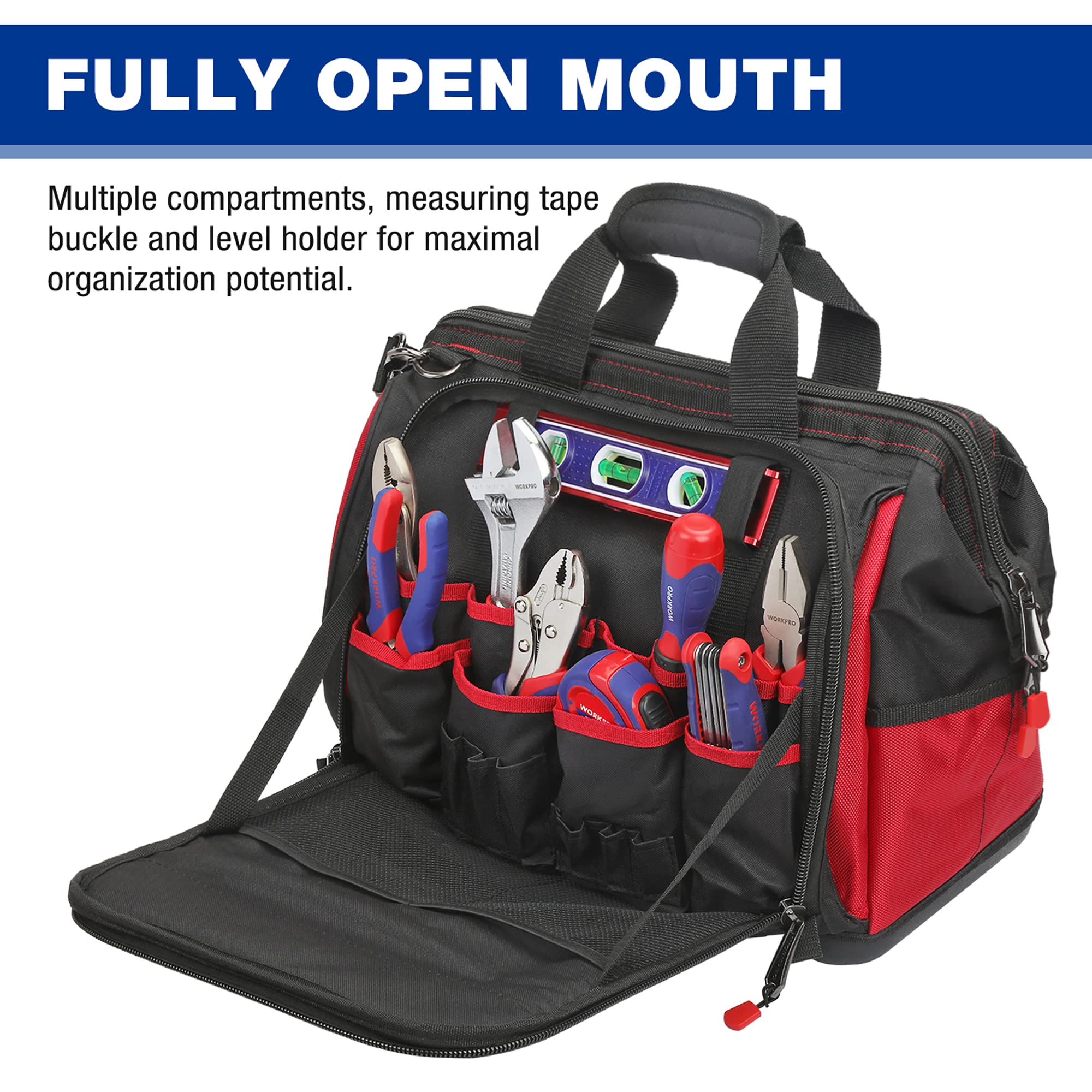 Foto 3 pulgar | Bolsa Para Herramientas Workpro 16, Boca Ancha Con Base Impermeable, 46 Bolsillos - Venta Internacional.
