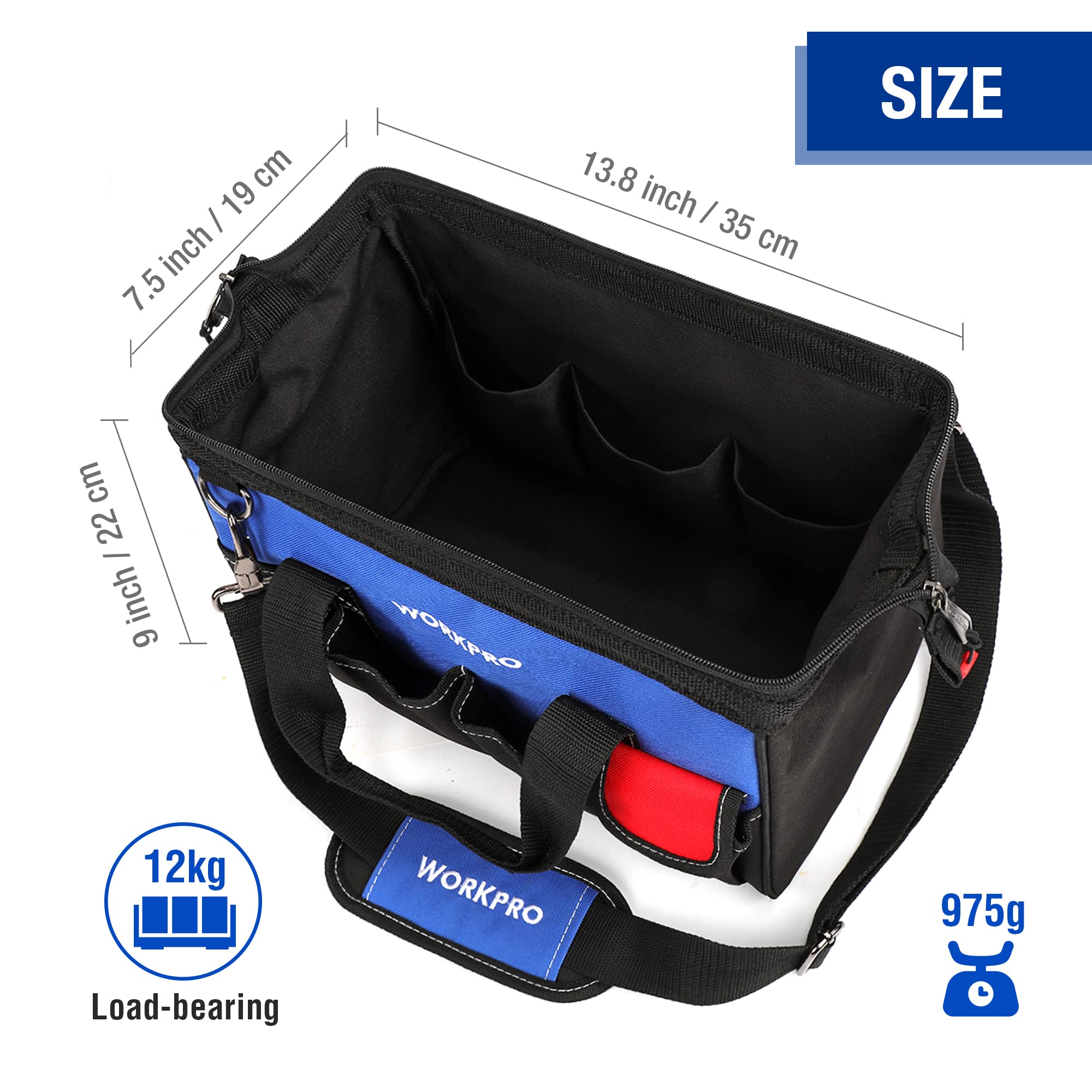 Foto 2 | Bolsa Para Herramientas Workpro De 14 Pulgadas Con Múltiples Bolsillos Y Correa Ajustable - Venta Internacional.