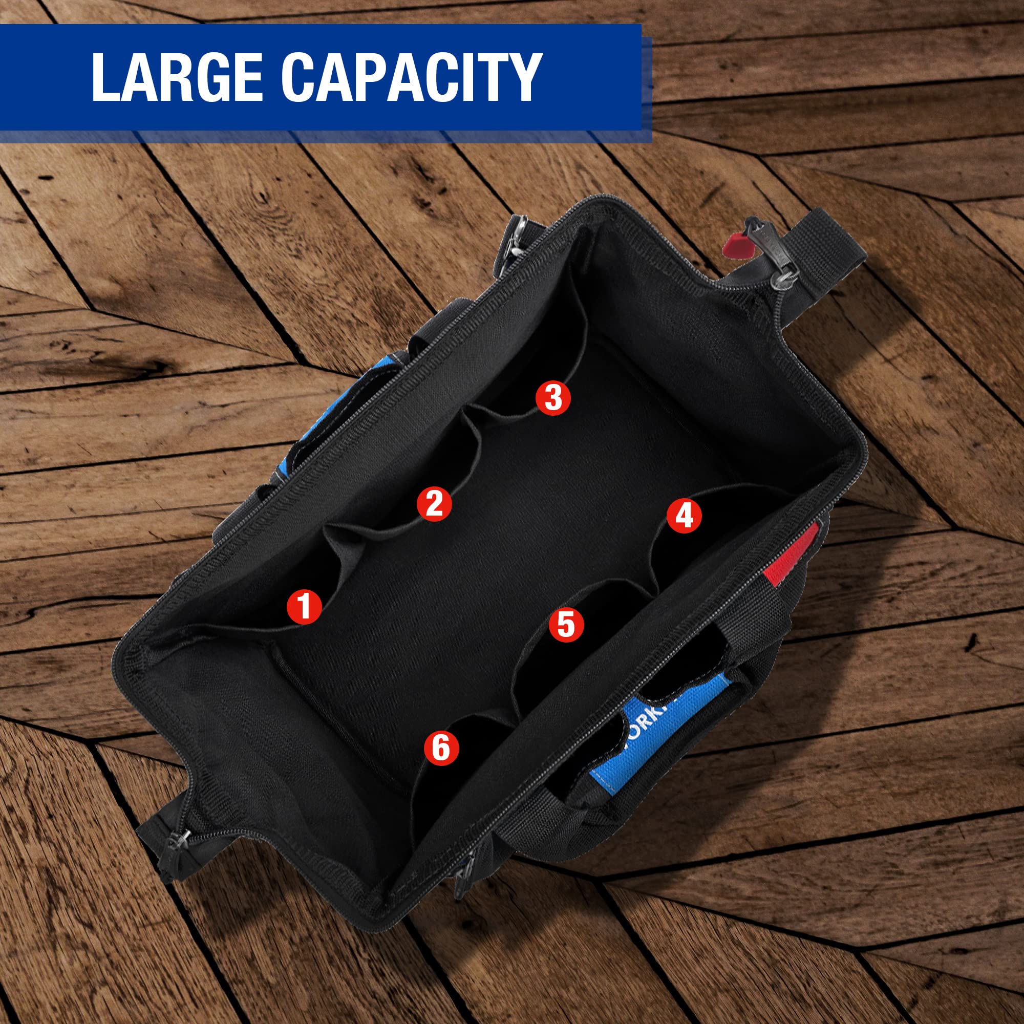 Foto 6 pulgar | Bolsa Para Herramientas Workpro De 14 Pulgadas Con Múltiples Bolsillos Y Correa Ajustable - Venta Internacional.
