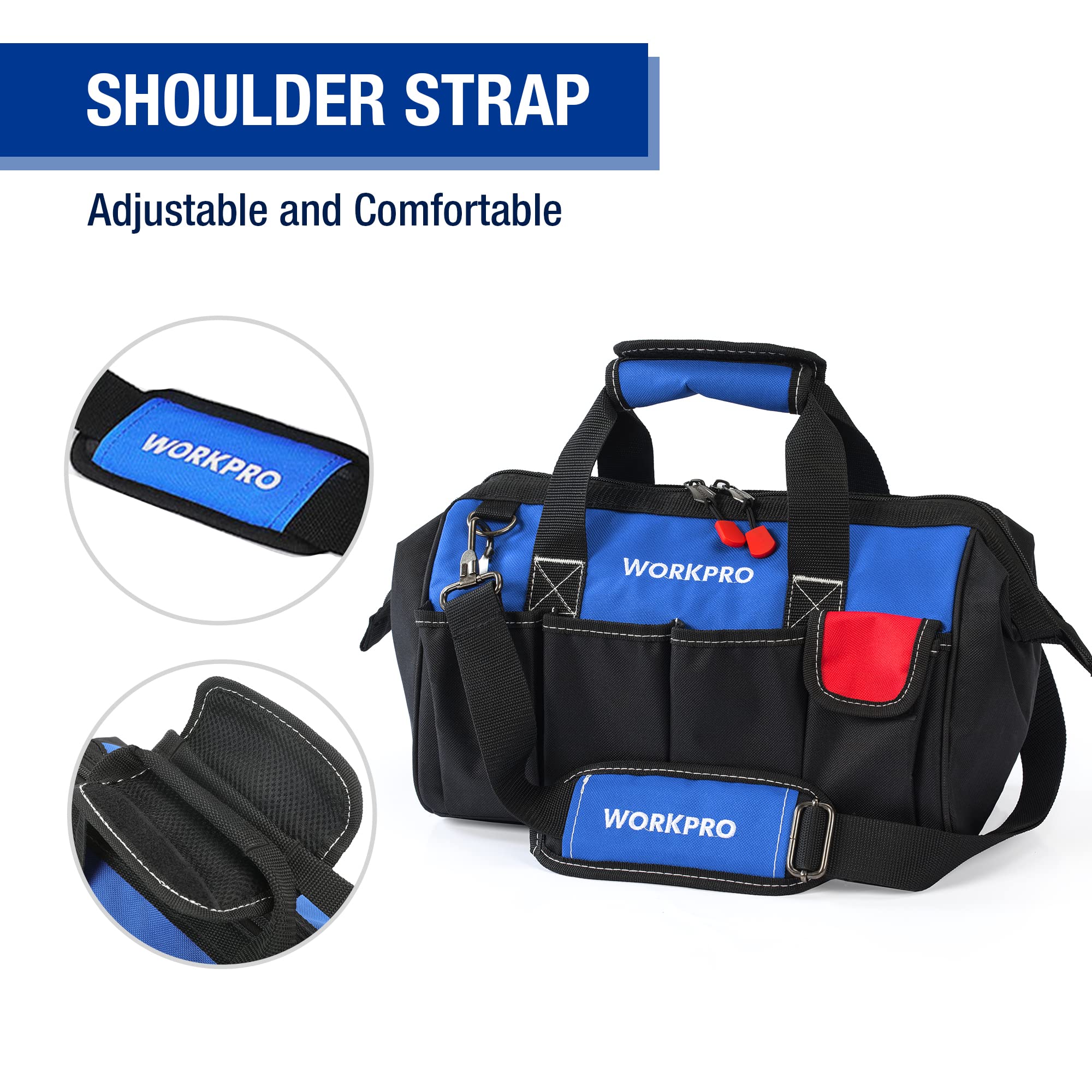 Foto 6 | Bolsa Para Herramientas Workpro De 14 Pulgadas Con Múltiples Bolsillos Y Correa Ajustable - Venta Internacional.
