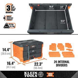 Foto 5 | Caja De Herramientas Klein Tools 54823 Mb Modbox De 3 Cajones Con 24 Divisores - Venta Internacional.