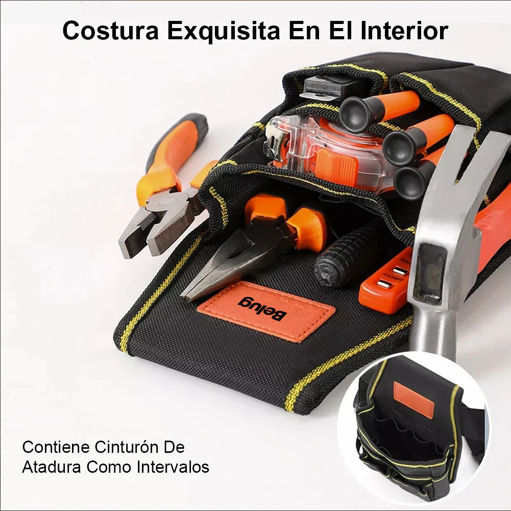 Foto 4 | Bolsa Porta Herramientas Belug Profesional Cinturón Ajust 13 Compartimientos Negro Orillas Amarillas