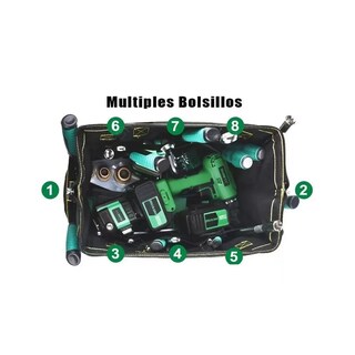 Foto 4 | Bolsa Porta Herramientas Lab.g Electricista Correa De Hombro Ajustable Negro Verde Lineas Amarillas