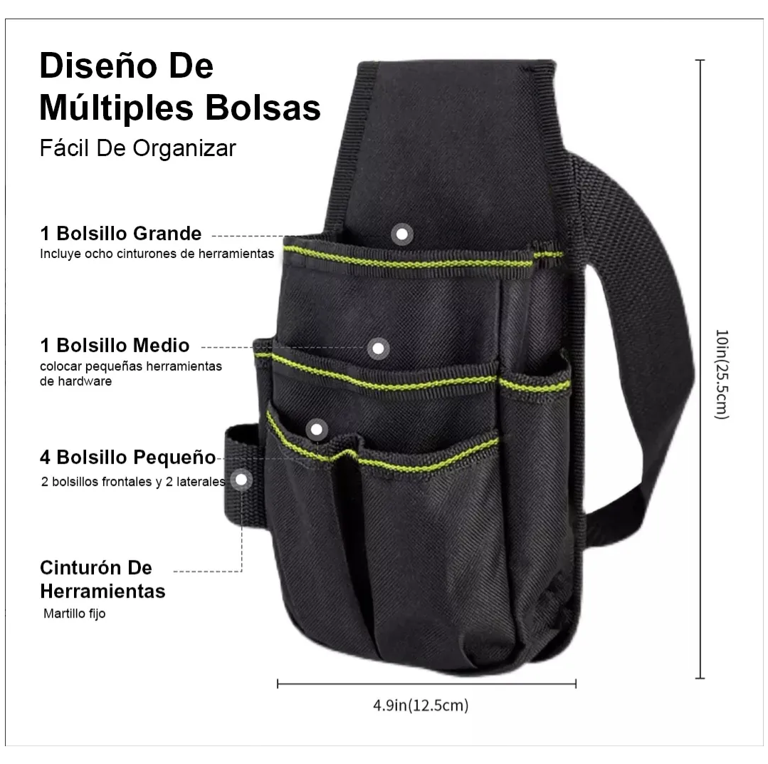 Foto 3 pulgar | Bolsa Porta Herramientas Lab.g Profesional Cinturón Ajust 13 Compartimientos Negro Orillas Amarillas