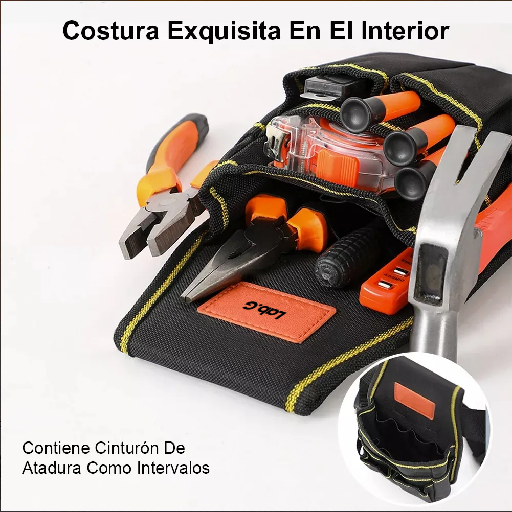 Foto 5 pulgar | Bolsa Porta Herramientas Lab.g Profesional Cinturón Ajust 13 Compartimientos Negro Orillas Amarillas