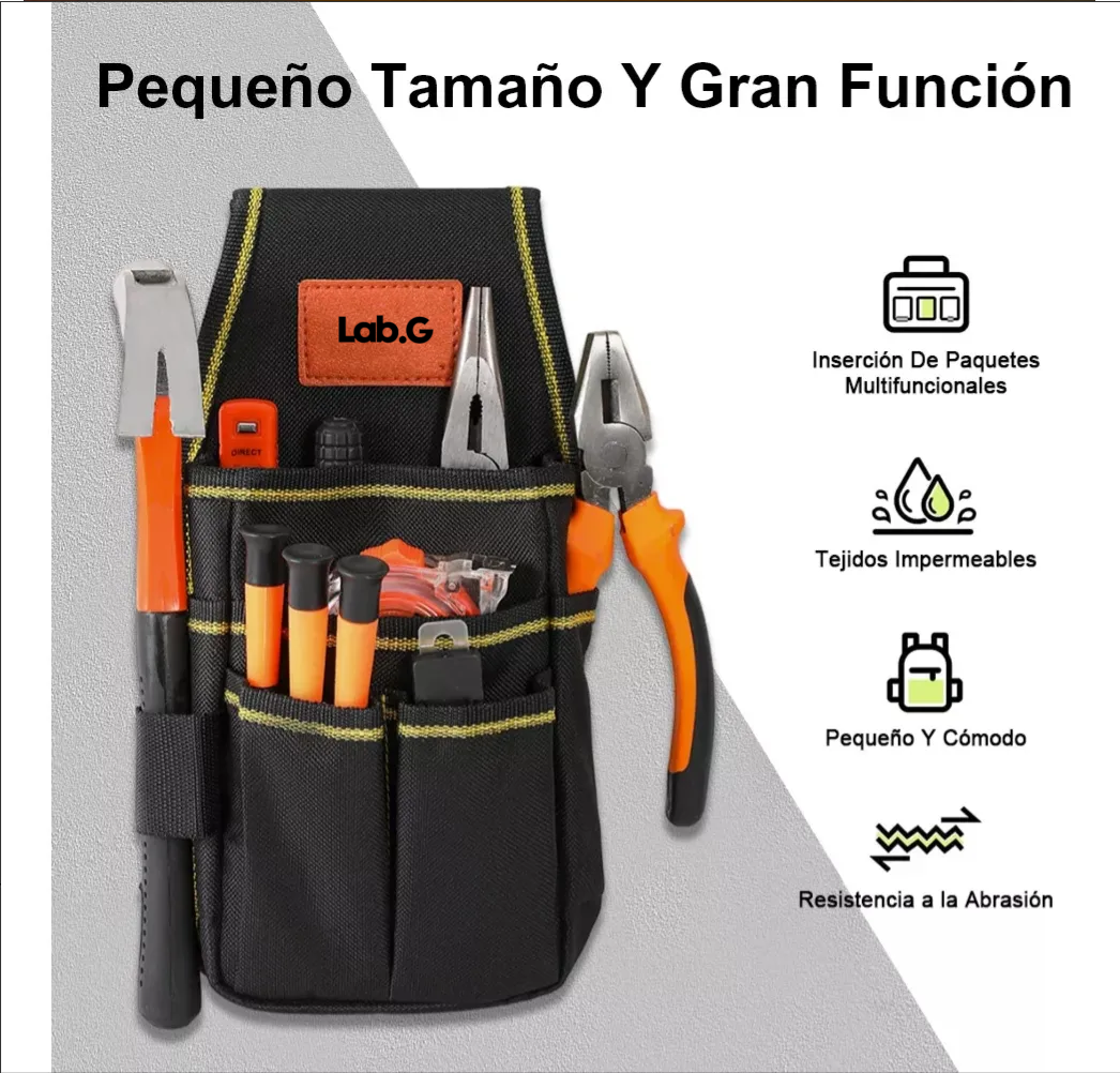 Foto 6 pulgar | Bolsa Porta Herramientas Lab.g Profesional Cinturón Ajust 13 Compartimientos Negro Orillas Amarillas