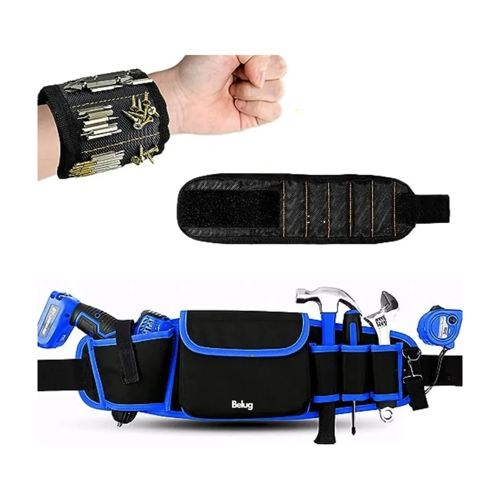 Foto 3 pulgar | Bolsa Herramientas + Muñequera Magnética 2-pack Negro Azul