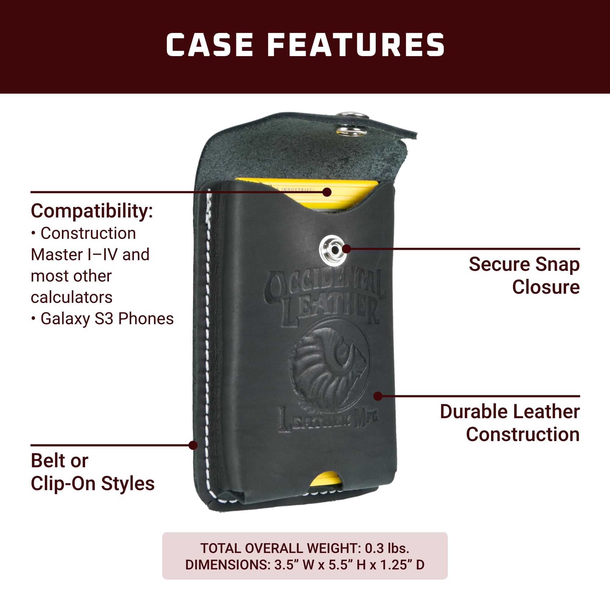 Foto 3 | Funda Para Calculadora De Construcción Occidental Leather Black - Venta Internacional.