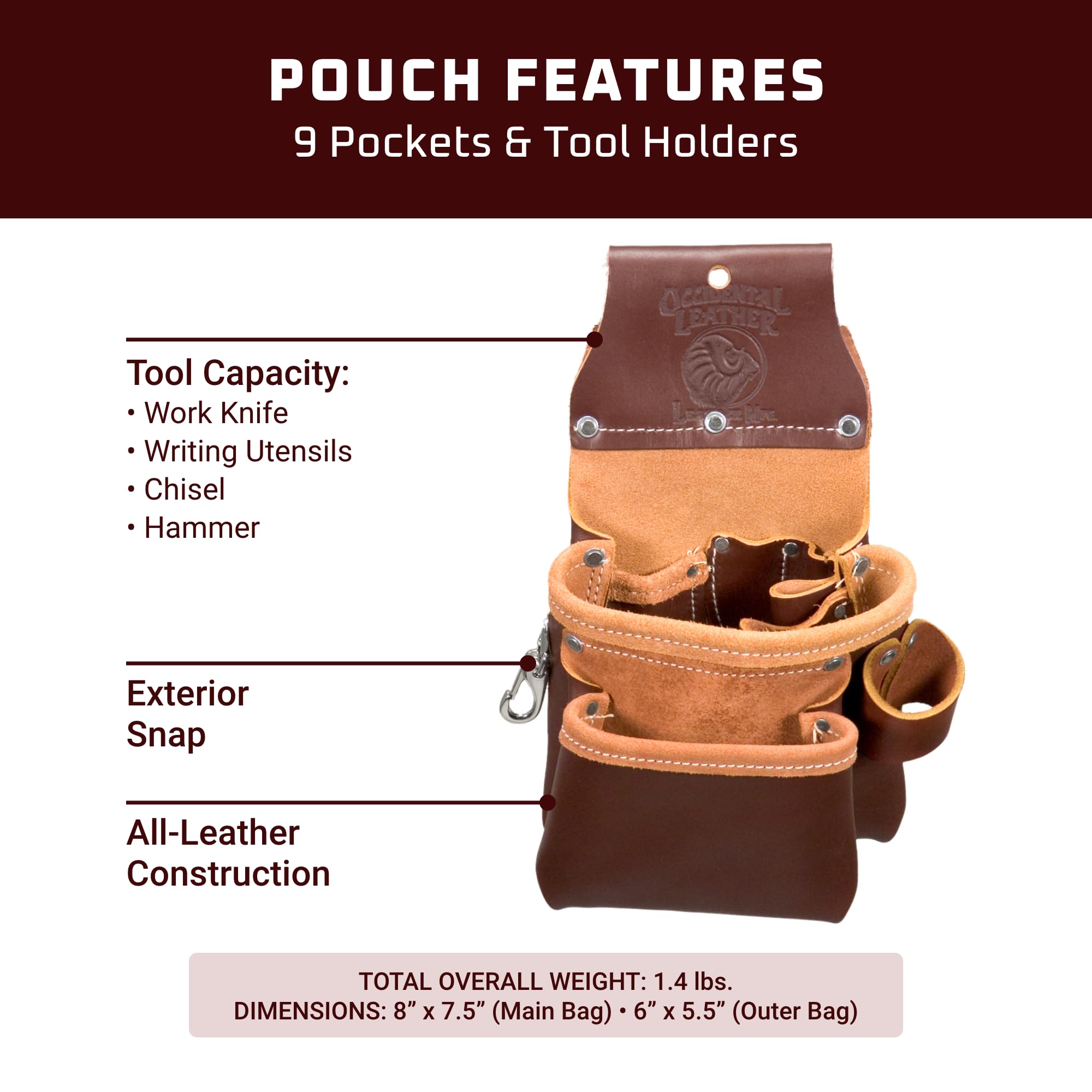 Foto 4 pulgar | Bolsa Para Herramientas Occidental Leather Pro Trimmer Con 9 Bolsillos Y Soportes - Venta Internacional.