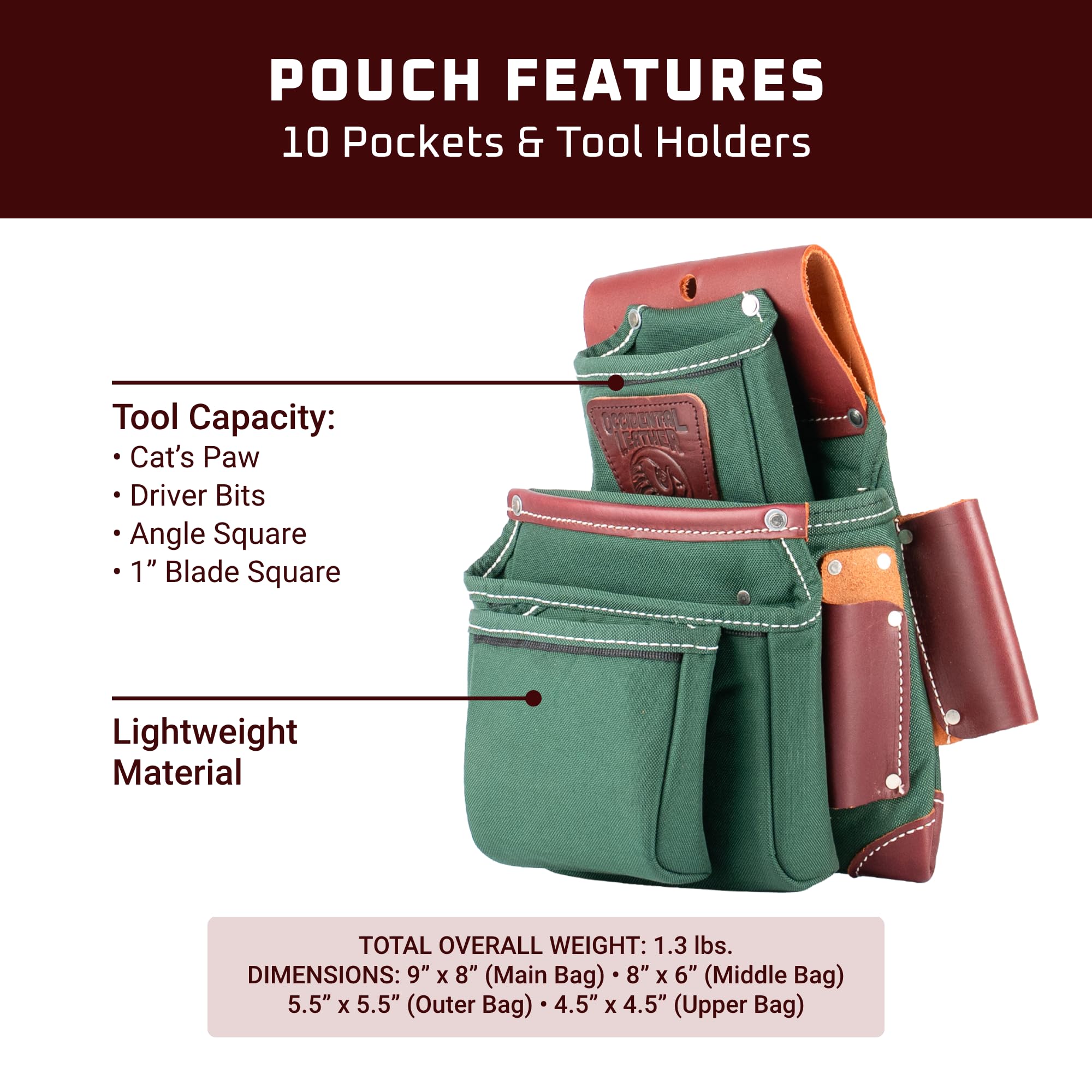 Foto 4 | Bolso Con Cierre Occidental Leather Oxylights  4 Bolsillos  Mano Derecha - Venta Internacional.