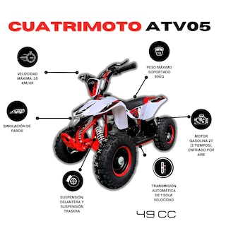 Foto 2 | Mini Cuatrimoto Atv05 Roja Motor 49cc Encendido Electrico