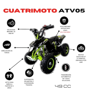 Foto 2 | Mini Cuatrimoto Atv05 Verde Motor 49cc Encendido Electrico