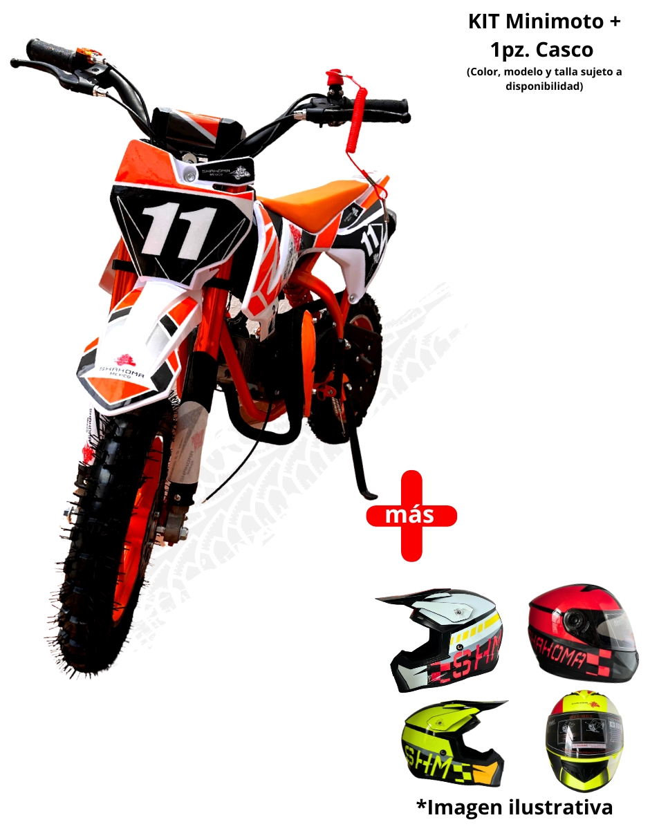 Foto 2 pulgar | Mini Moto Shahoma Nts01 Se Premium 49cc Naranja + Casco Infantil Shahoma