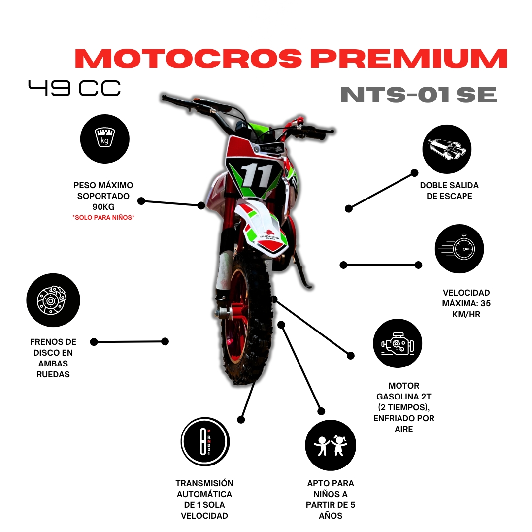 Foto 4 pulgar | Mini Moto Shahoma NTS01 SE Premium 49cc Roja + Casco Infantil Shahoma