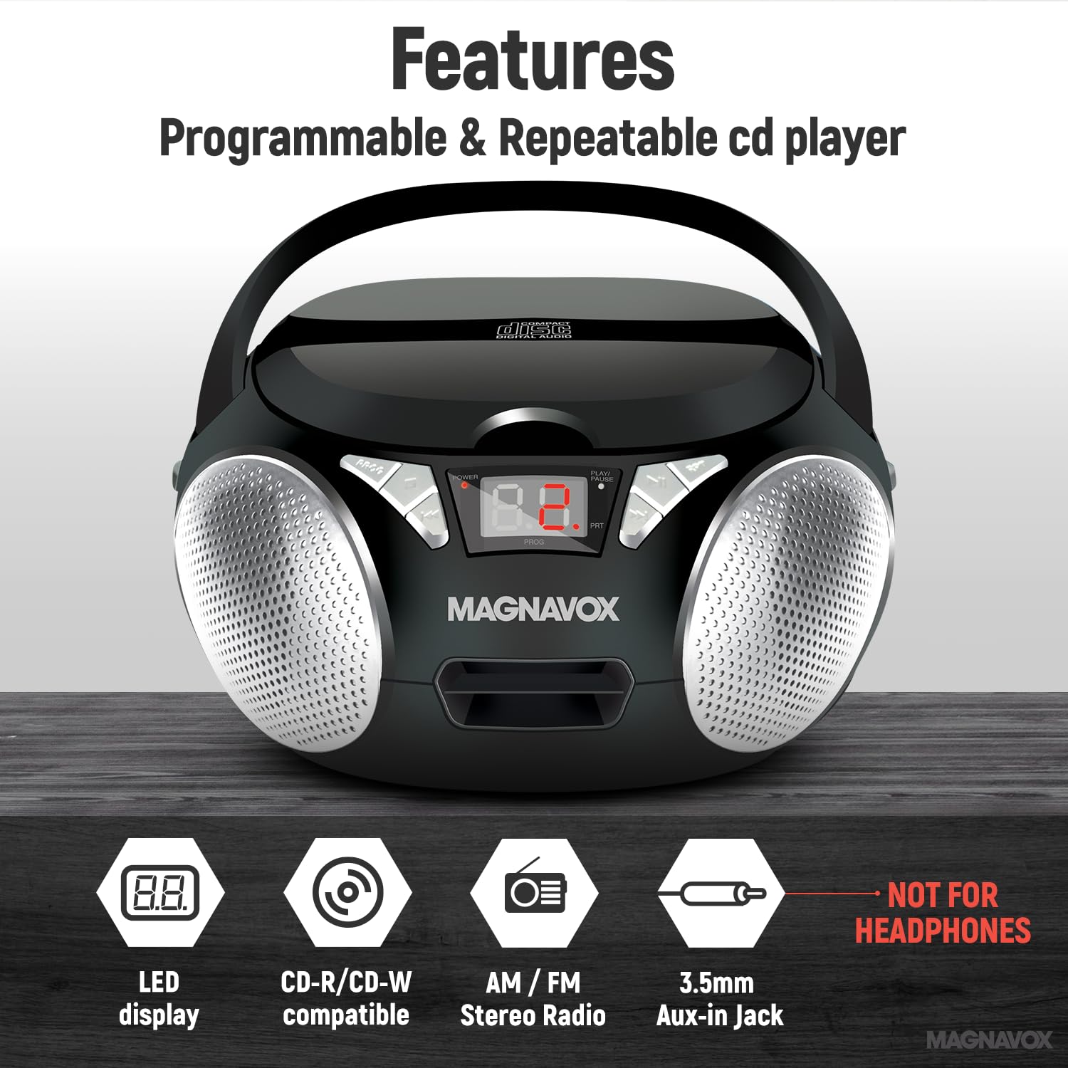 Foto 2 | Cd Boombox Magnavox Md6924 Portátil Con Carga Superior Negra - Venta Internacional.