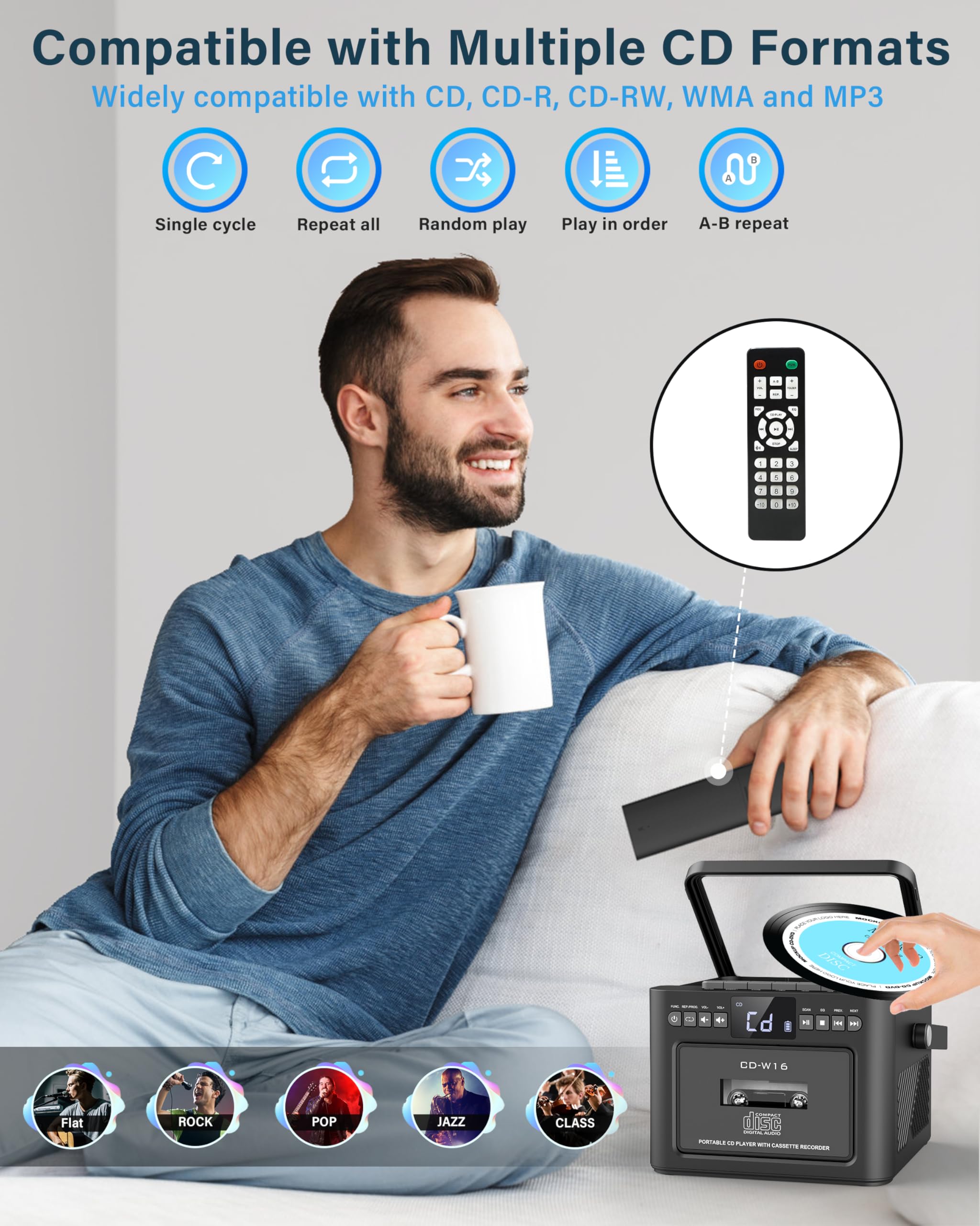 Foto 5 | Reproductor De Cd Boombox Greadio Recargable Con Cassette Bluetooth - Venta Internacional.