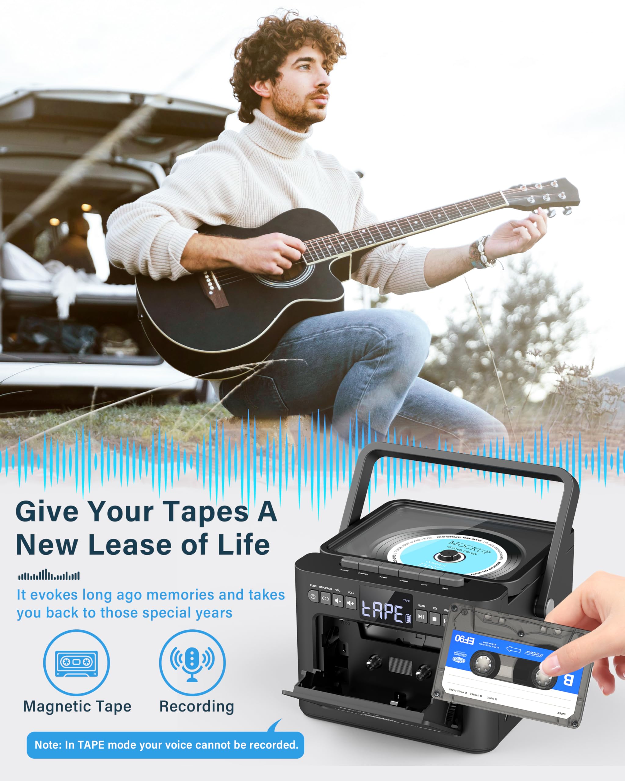 Foto 6 | Reproductor De Cd Boombox Greadio Recargable Con Cassette Bluetooth - Venta Internacional.