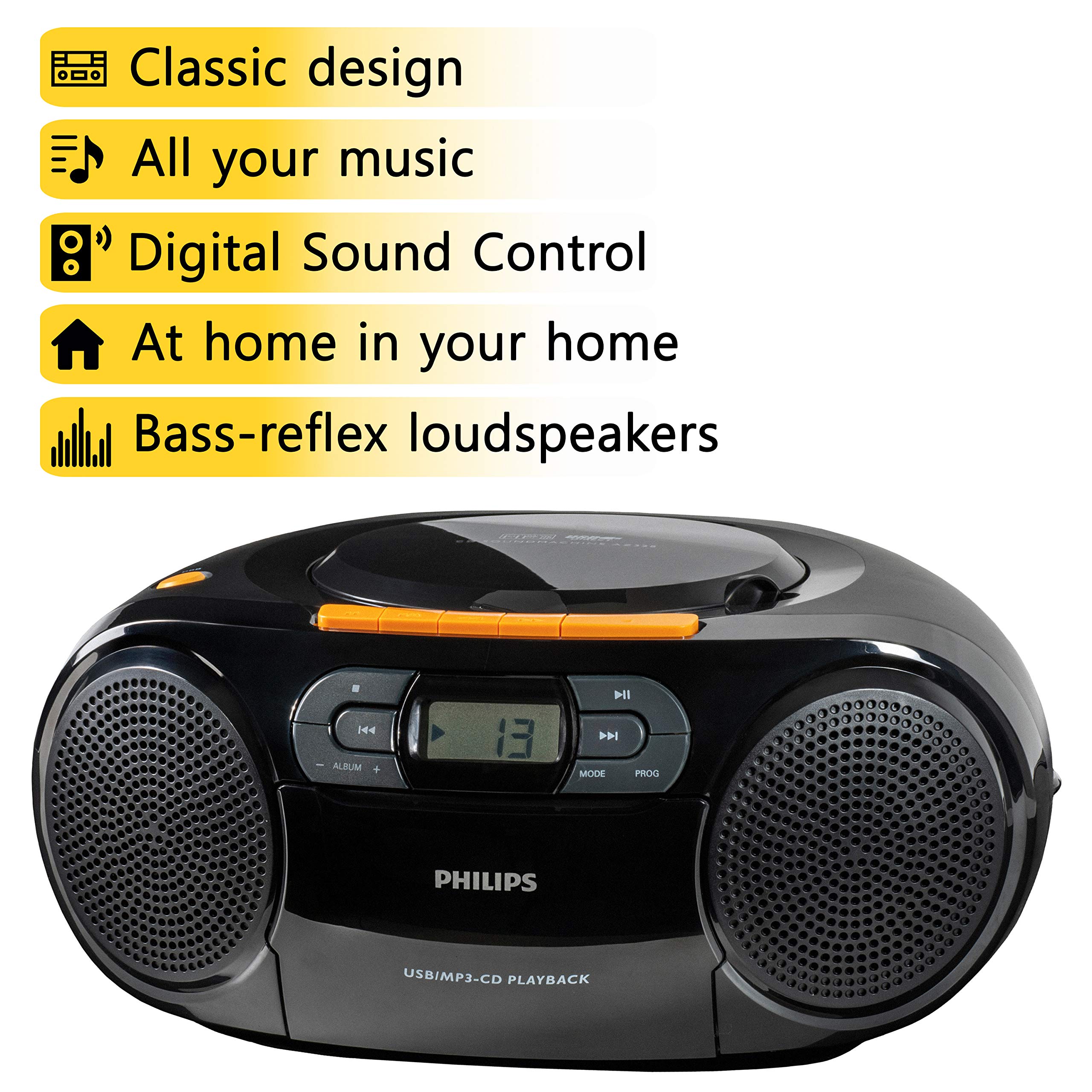 Foto 7 | Reproductor De Cd Portátil Boombox Philips Reproductor De Casetes Mp3 - Venta Internacional.