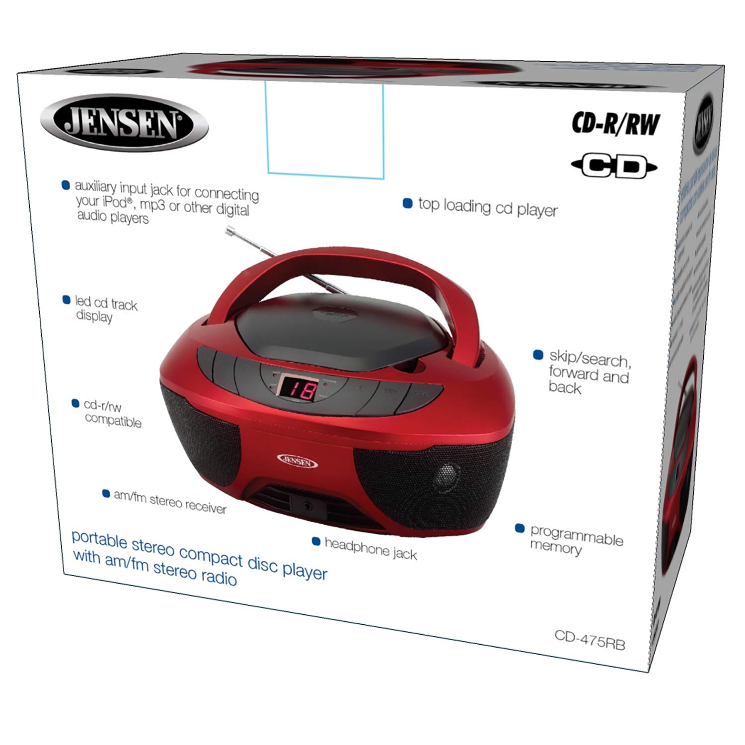 Foto 7 | Reproductor De Cd Portátil Estéreo Boombox Deportivo Jensen Cd-475r - Venta Internacional.