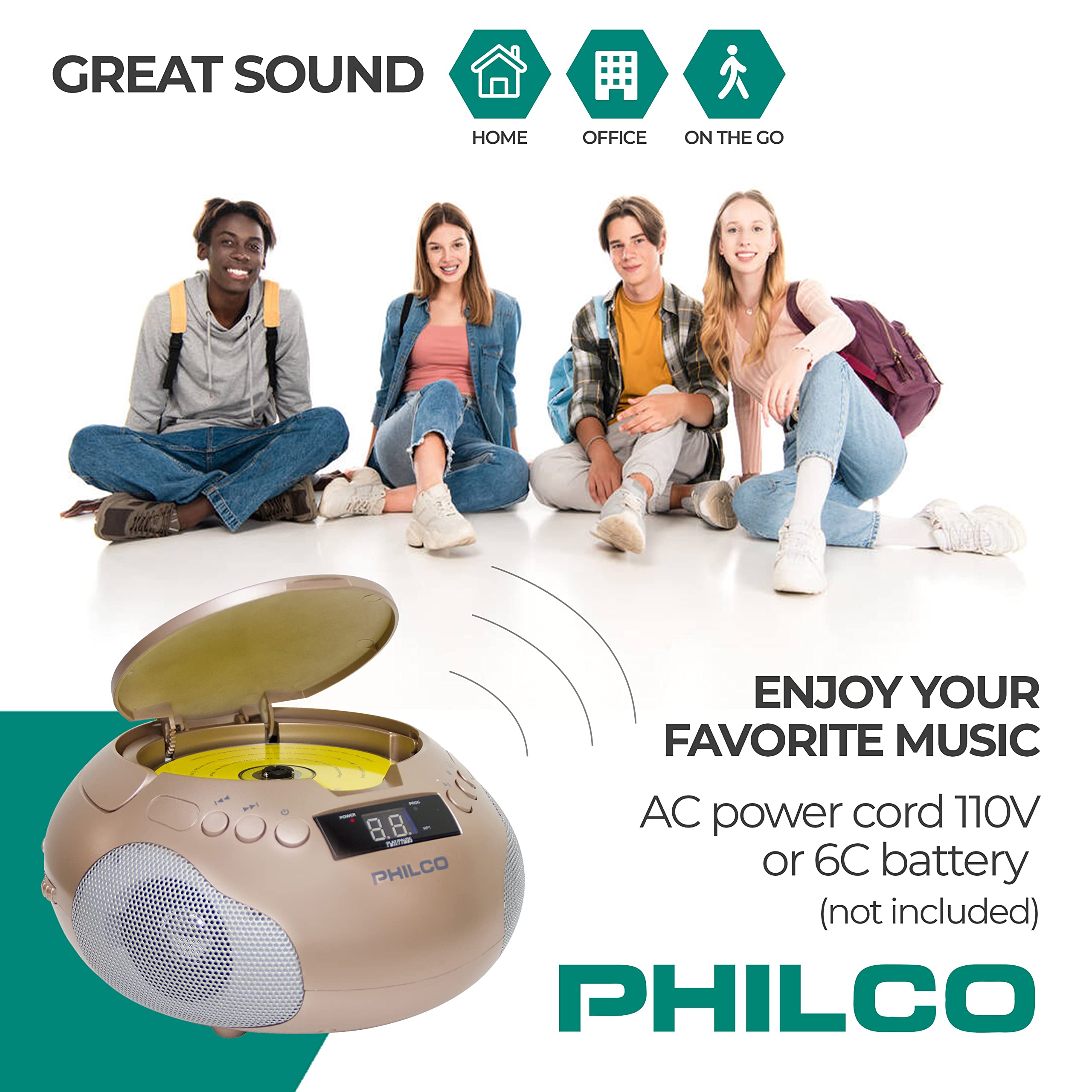 Foto 4 pulgar | Reproductor De Cd Portátil Boombox Philco Rose Gold Con Altavoces - Venta Internacional.