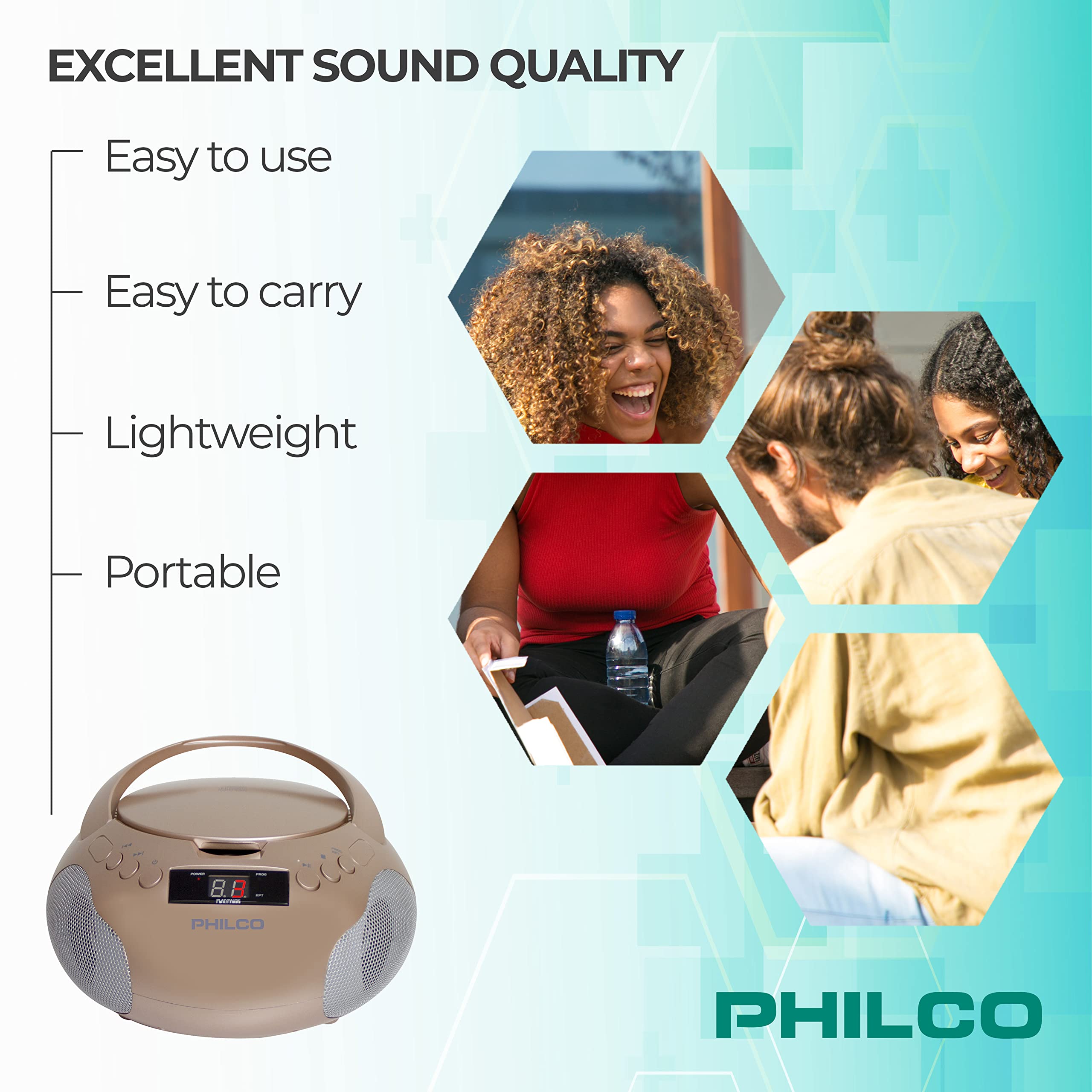 Foto 6 pulgar | Reproductor De Cd Portátil Boombox Philco Rose Gold Con Altavoces - Venta Internacional.