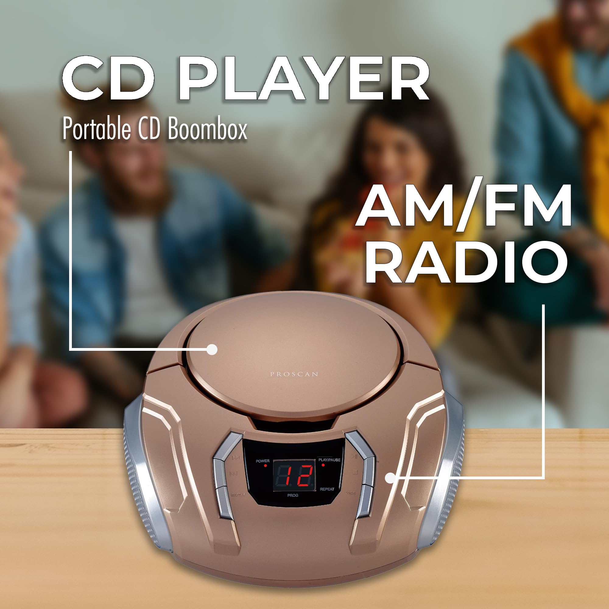 Foto 2 | Reproductor De Cd Portátil Sylvania Srcd261-b-champagne Con Radio Am/fm - Venta Internacional.
