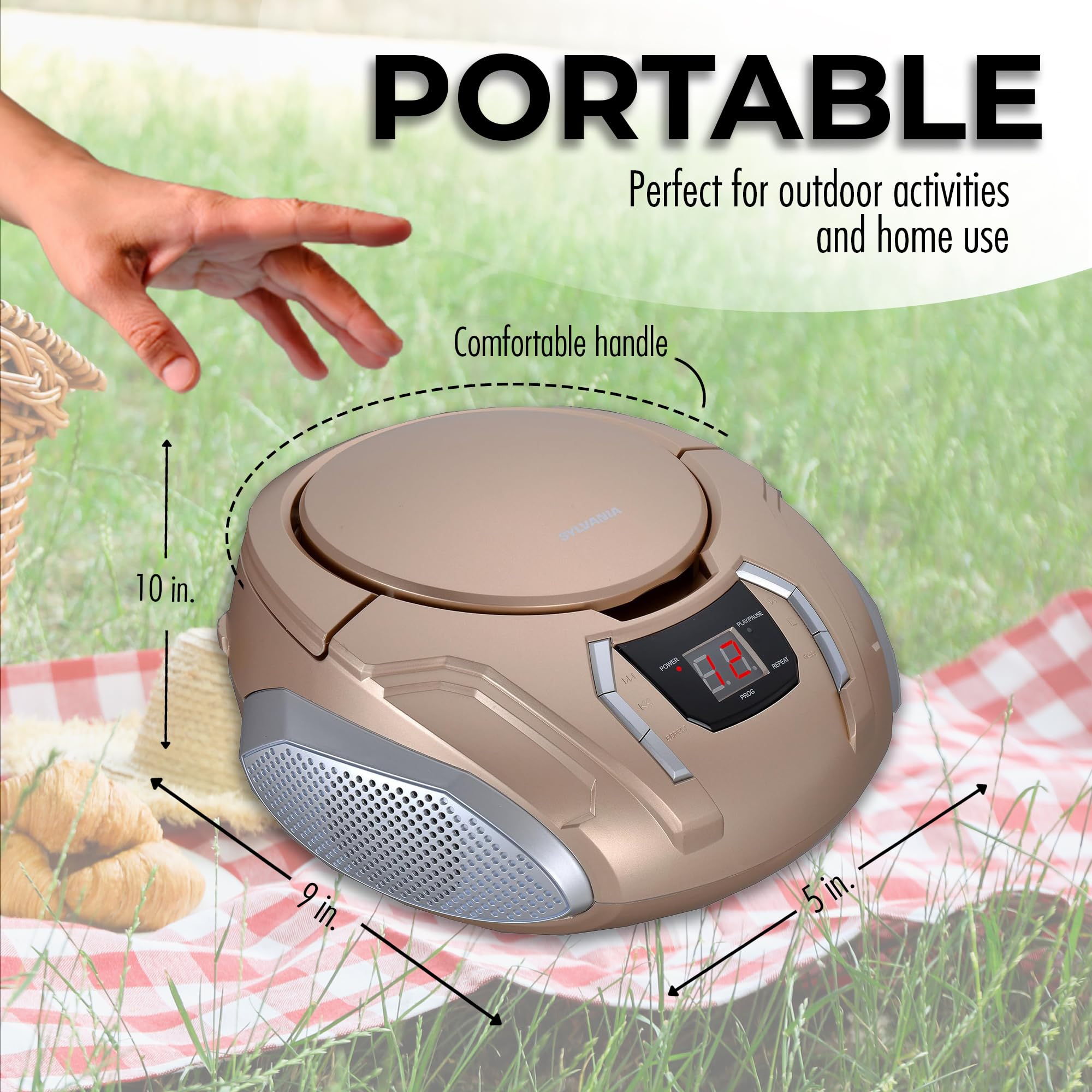 Foto 3 | Reproductor De Cd Portátil Sylvania Srcd261-b-champagne Con Radio Am/fm - Venta Internacional.