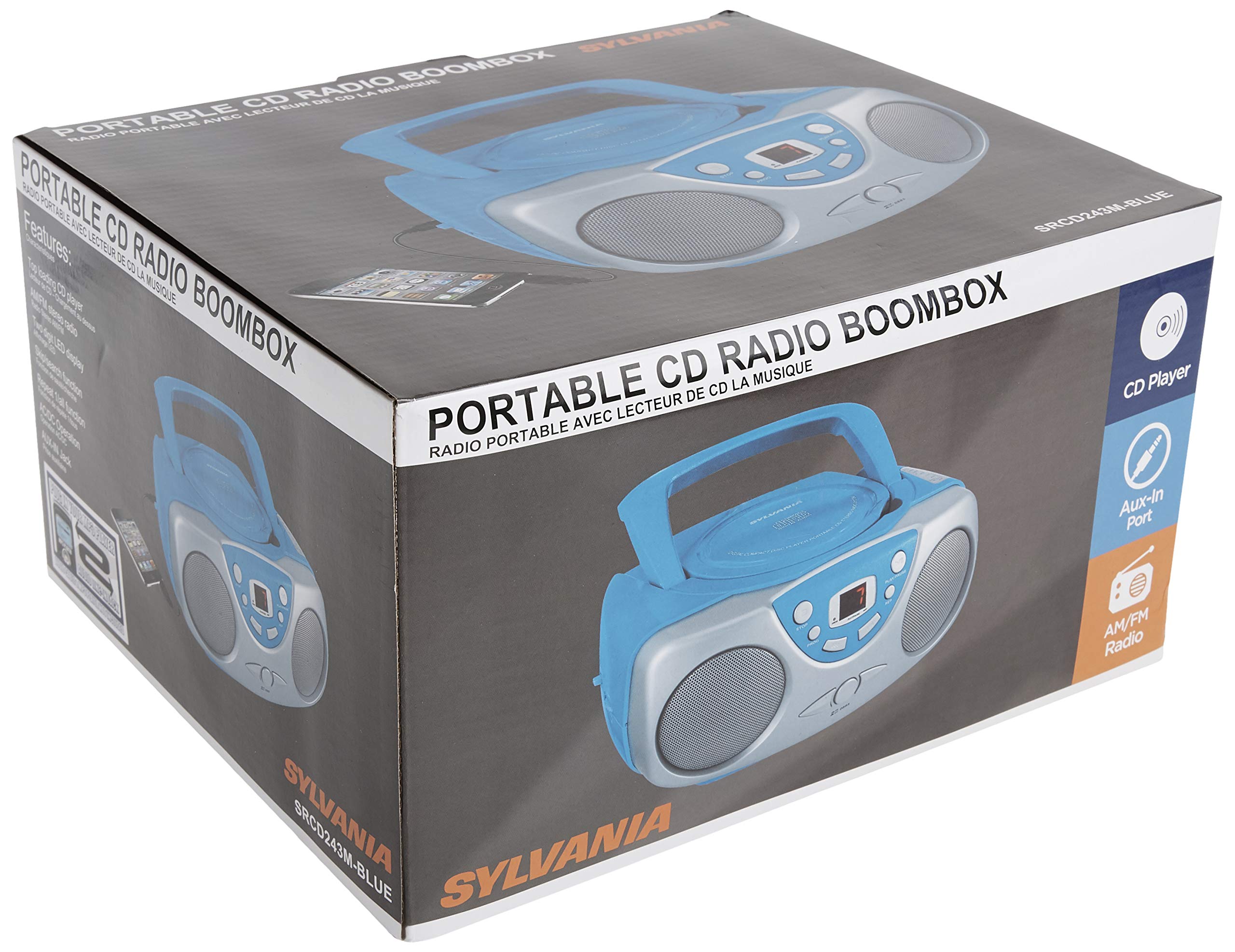 Foto 7 pulgar | Reproductor De Cd Portátil Sylvania Srcd243 Con Radio Am/fm Azul - Venta Internacional.