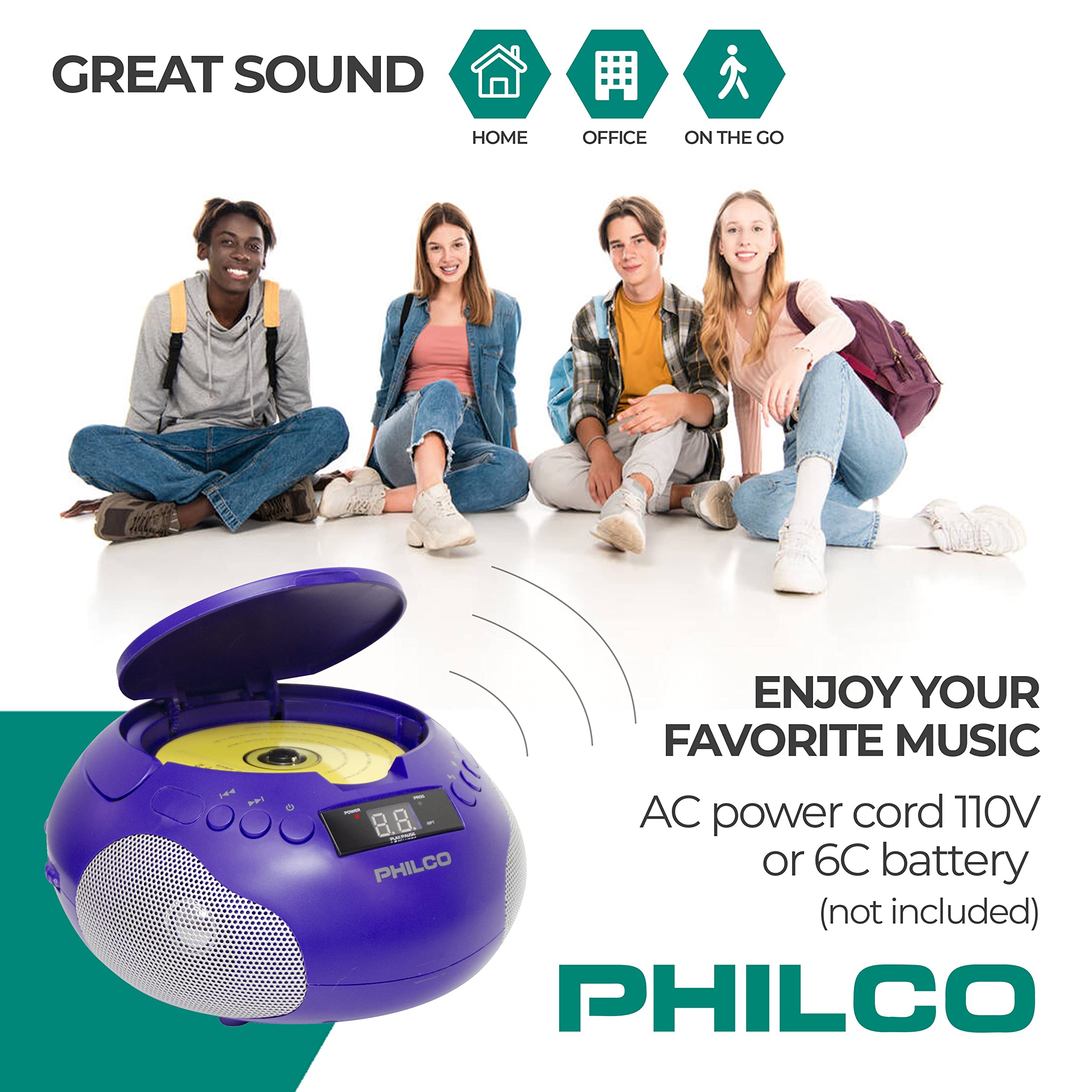 Foto 4 pulgar | Reproductor De Cd Portátil Boombox Philco Con Altavoces Am Fm Radio - Venta Internacional.
