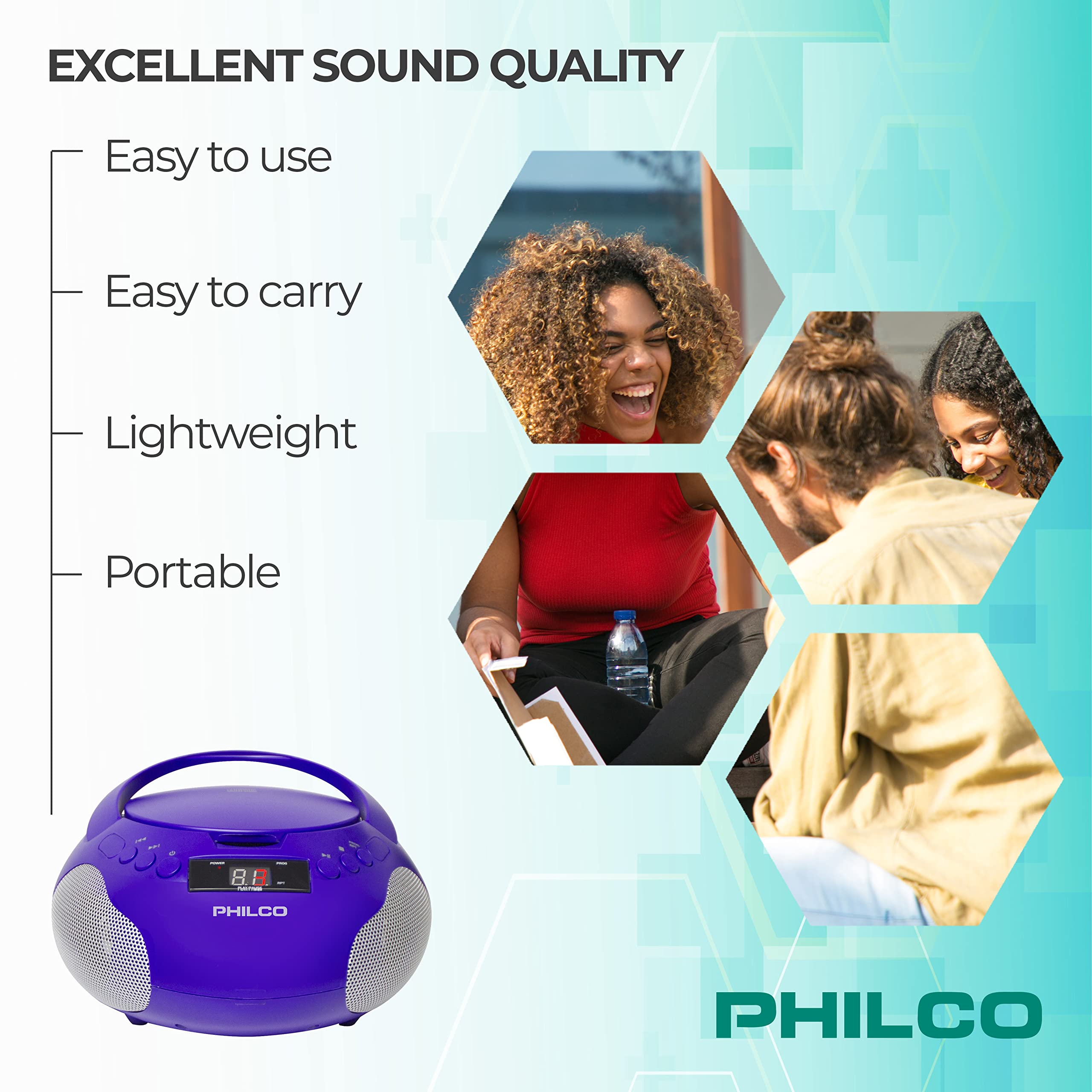 Foto 6 pulgar | Reproductor De Cd Portátil Boombox Philco Con Altavoces Am Fm Radio - Venta Internacional.