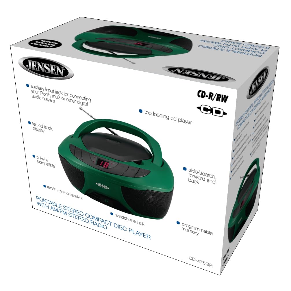 Foto 6 | Reproductor De Cd Portátil Estéreo Boombox Deportivo Jensen Cd-475gr - Venta Internacional.