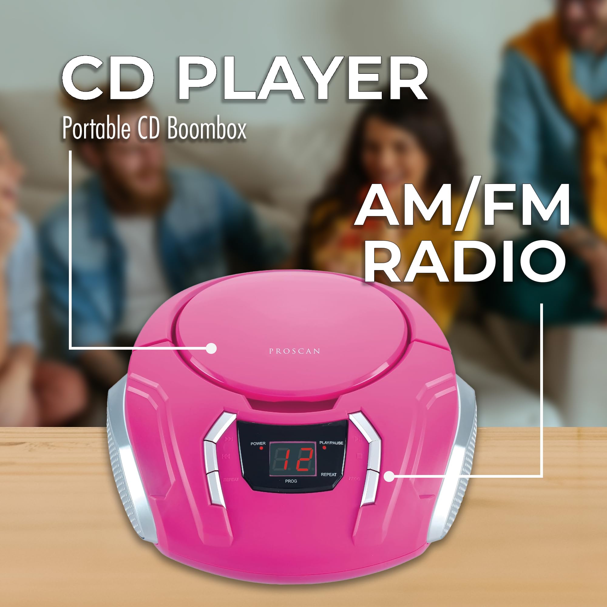 Foto 3 pulgar | Reproductor De Cd Portátil Boombox Proscan Elite Con Radio Am/fm - Venta Internacional.