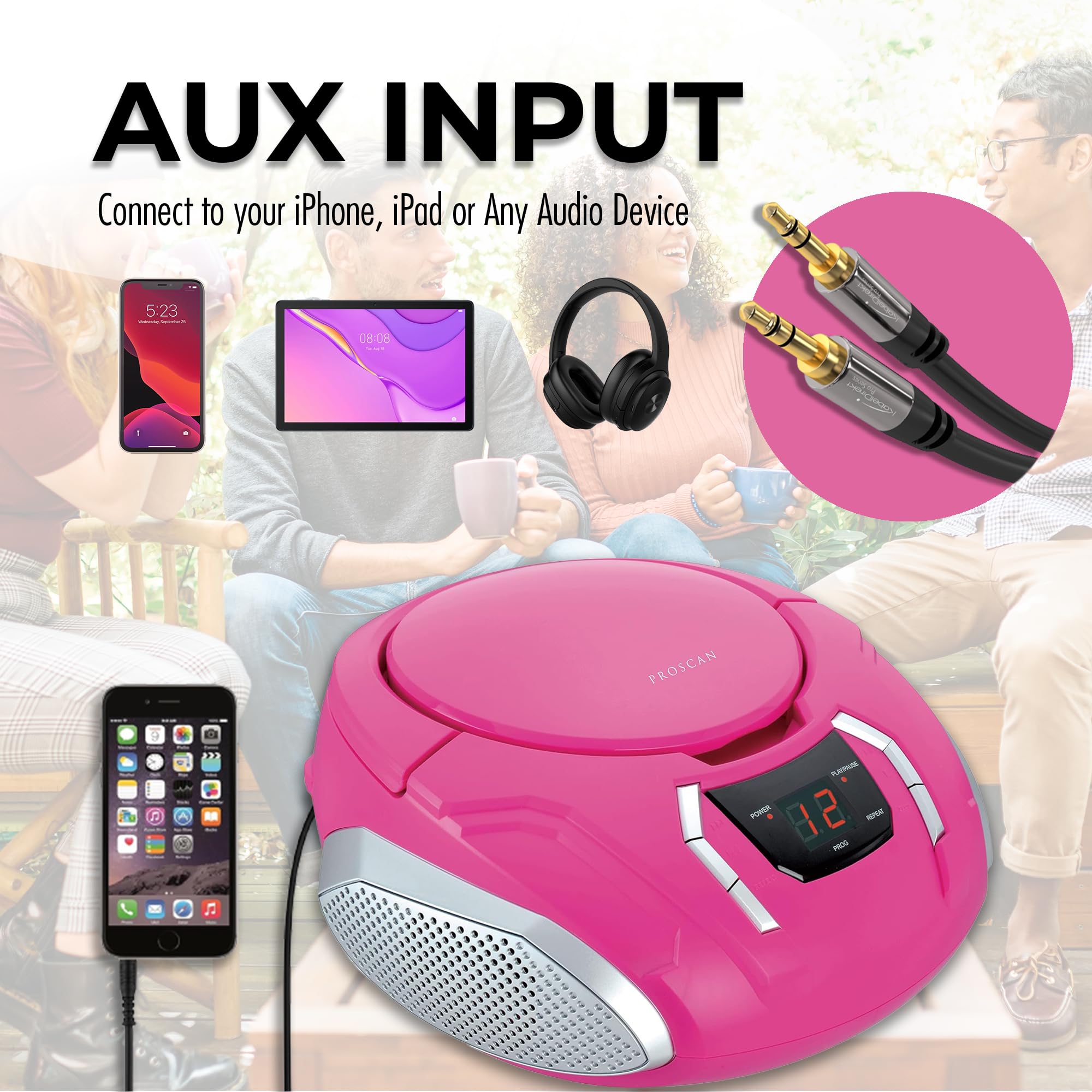 Foto 6 pulgar | Reproductor De Cd Portátil Boombox Proscan Elite Con Radio Am/fm - Venta Internacional.