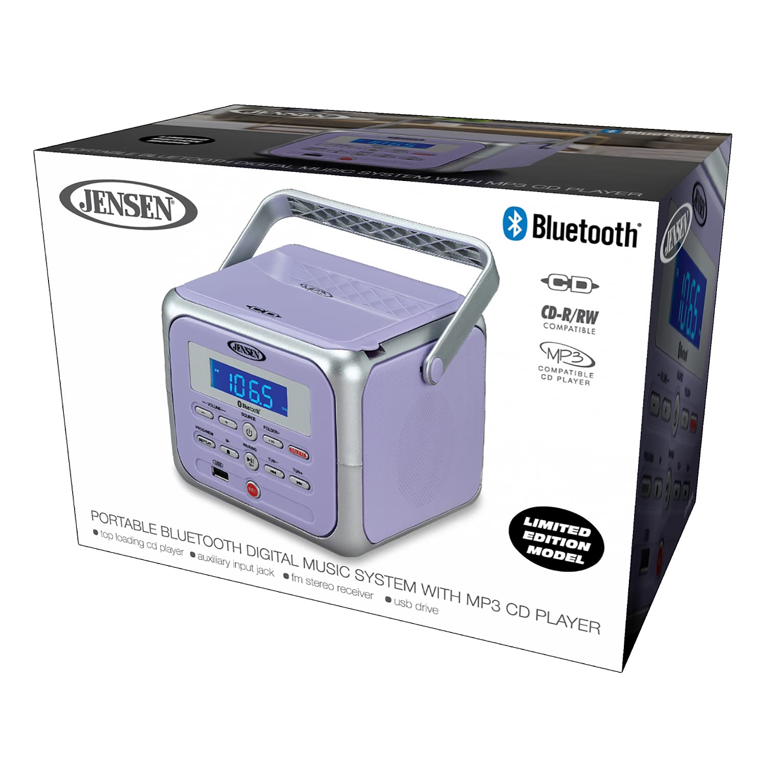 Foto 7 pulgar | Reproductor De Cd Estéreo Portátil Boombox Jensen Cd-660 Lavender - Venta Internacional.