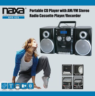 Foto 3 | Reproductor De Cd Portátil Boombox Naxa Con Radio Estéreo Am/fm - Venta Internacional.