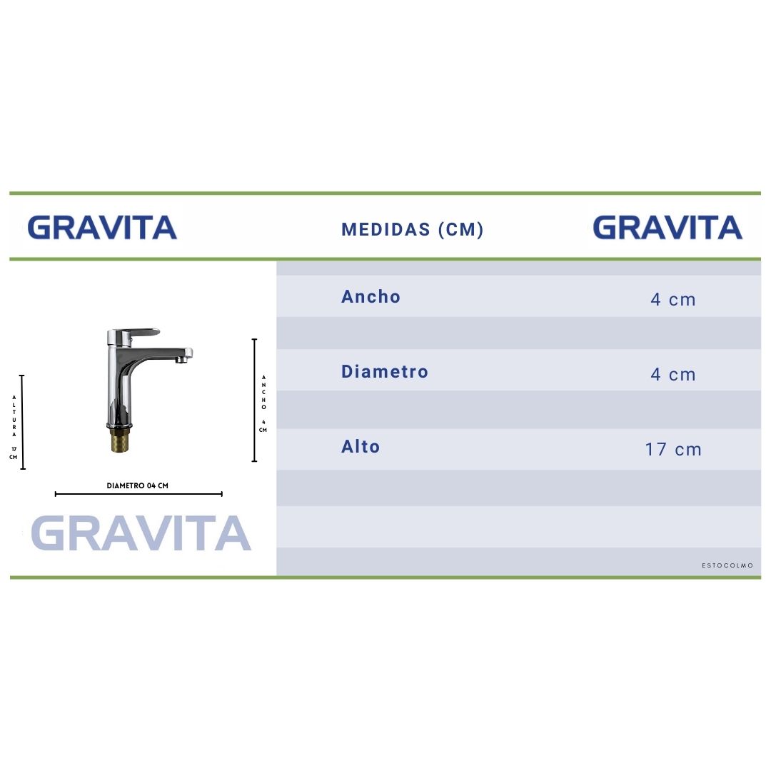 Foto 8 pulgar | Monomando Bajo Para Lavabo Marca Gravita