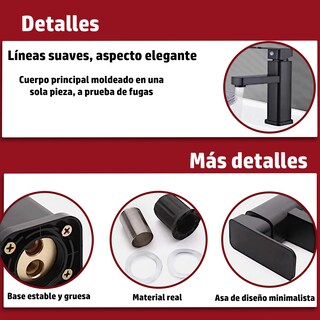 Foto 3 | Grifo Mezclador de Baño BOCLIER HLLMBN-01 color Negro Moderno de una sola Manija Cuerpo de Acero Inoxidable