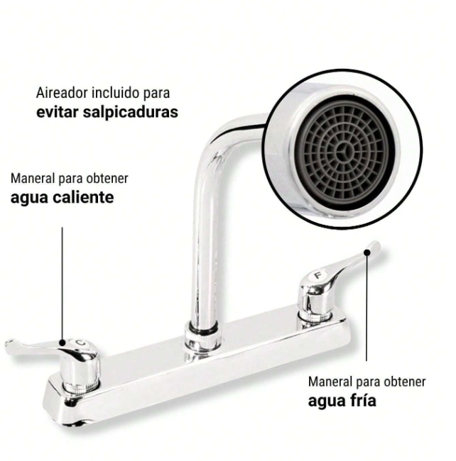Foto 3 | Mezclador De Cocina Xtellar Doble Comando Cromado