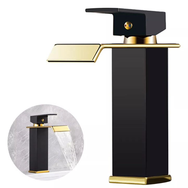 Grifo Mezclador De Baño Bicolor Negro Dorado