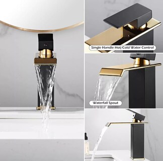Foto 4 | Grifo Mezclador De Baño Bicolor Negro Dorado