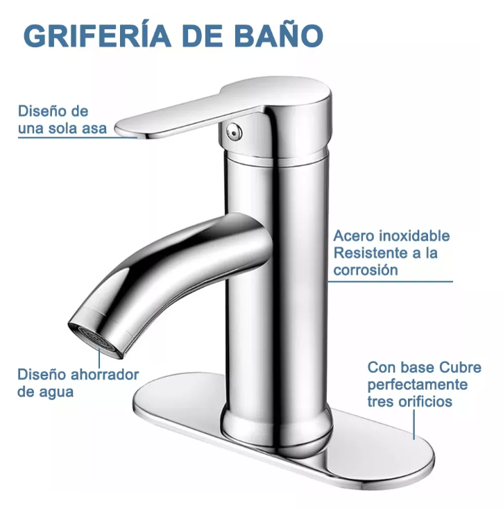 Foto 4 | Llave Lavabo Inoxidable Acabado Cromado Color Plateado