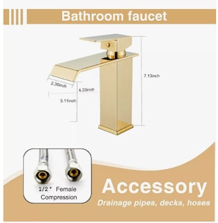 Foto 2 | Grifo Xtellar De Baño Dorado En Cascada, Lavabo Mezclador Monomando, Lavabo De Lujo Yesop Y-343