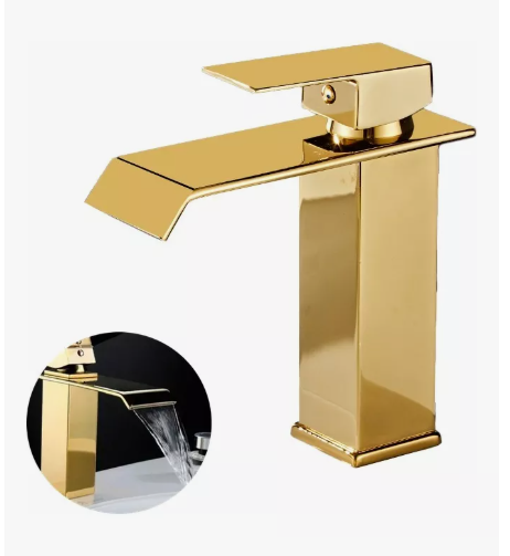 Foto 5 | Grifo Xtellar De Baño Dorado En Cascada, Lavabo Mezclador Monomando, Lavabo De Lujo Yesop Y-343