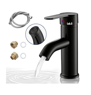 Foto 3 | Grifo Mezclador De Encimera Para Baño De Acero Inoxidable Negro Mate