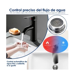 Foto 4 | Grifo Mezclador De Encimera Para Baño De Acero Inoxidable Negro Mate
